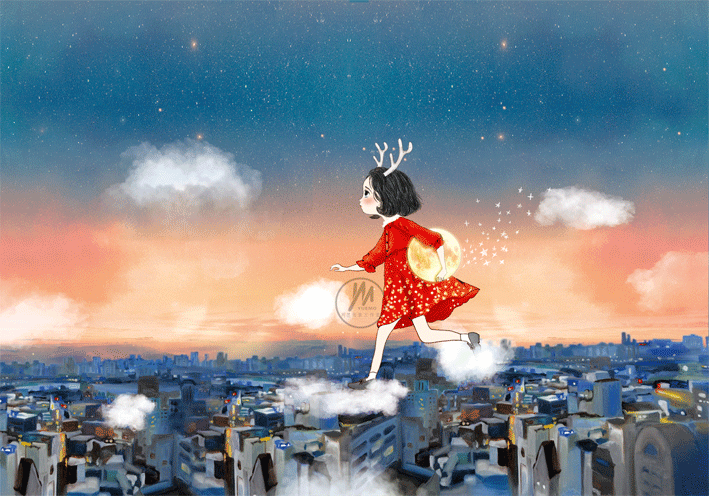 小玥与月亮之约五（图ZMTEyNDA4ODI4） - 艺术插画 - 站酷设计师Z66443462原创素材 - 站酷ZCOOL