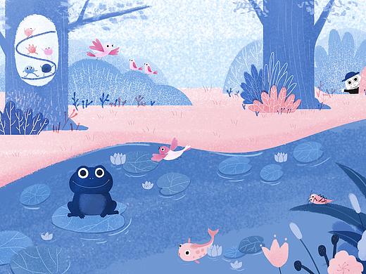 池塘（个人主页-ZMzM4Njc5MzY=） - 儿童插画 - 站酷设计师知渔的森林原创素材 - 站酷ZCOOL