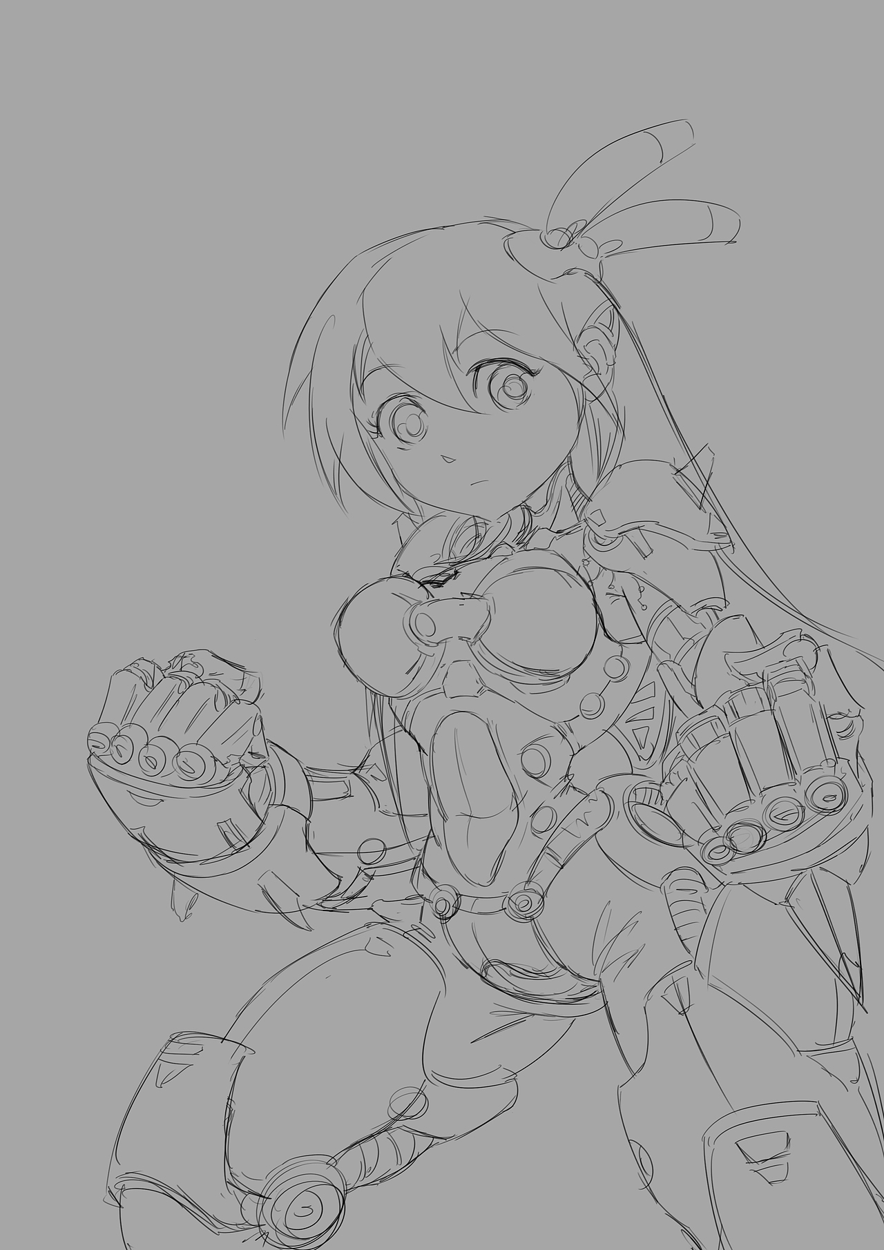 二次元机械少女插画