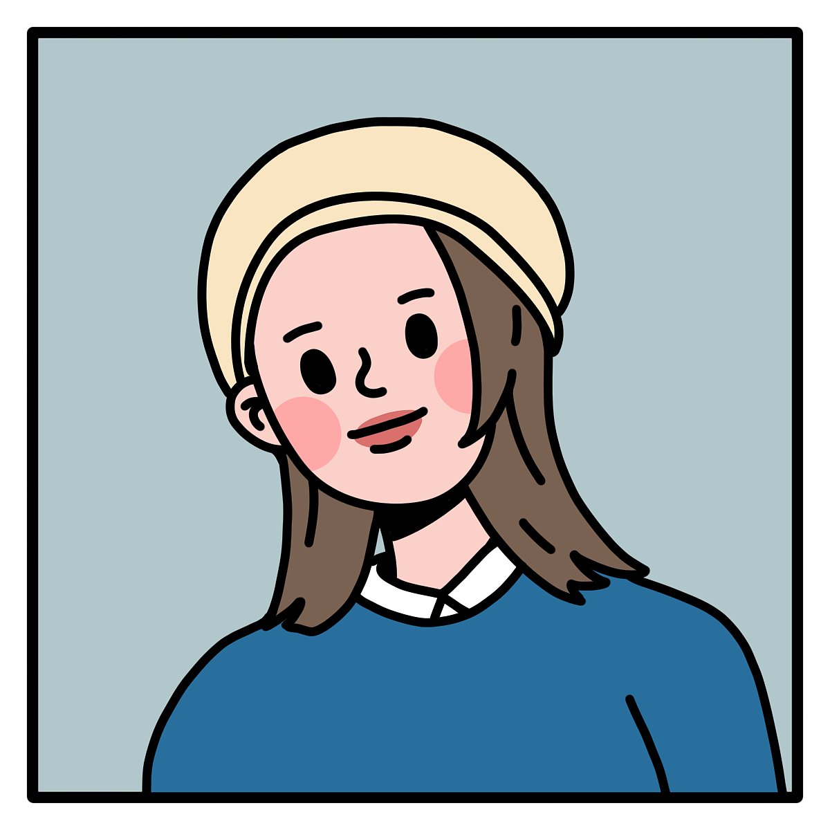 线条风格卡通女孩头像