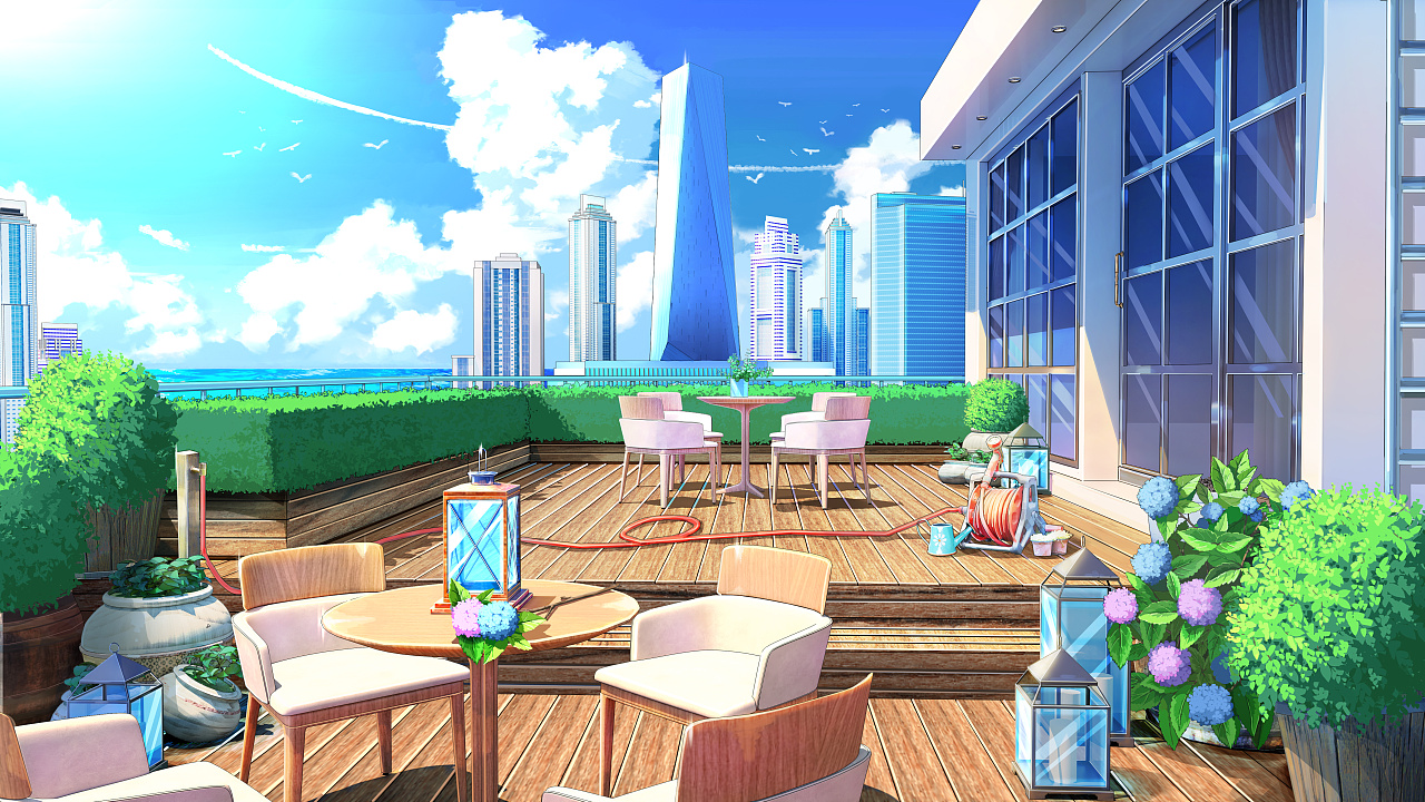 天台,阳台|插画|游戏原画|弓长又又ovo - 原创作品 - 站酷 (zcool)