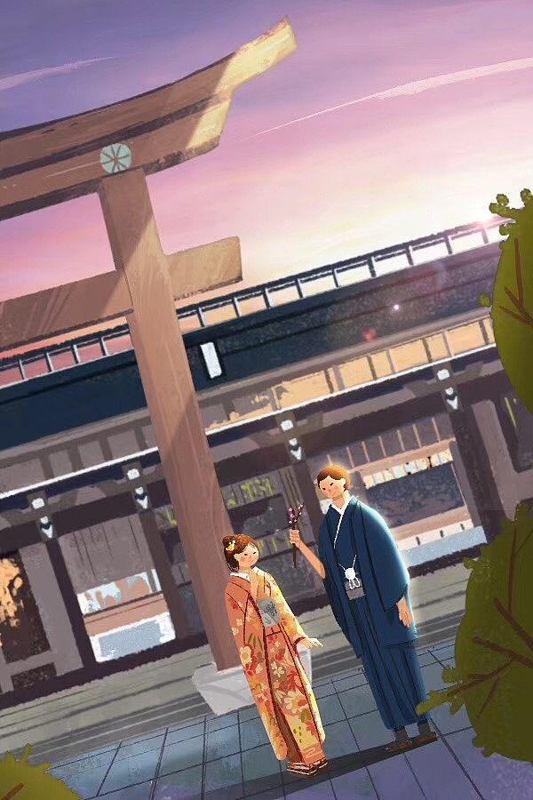 结婚贺图（图ZMTIwODMxMTQ4） - 艺术插画 - 站酷设计师八点三三原创素材 - 站酷ZCOOL