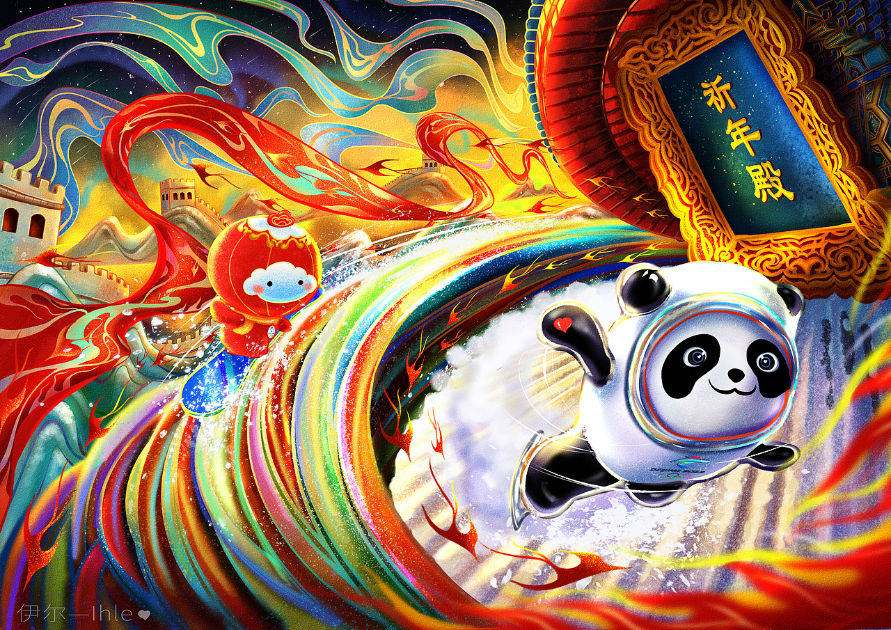 冬奥会主题插画|冰墩墩雪容融换班啦!