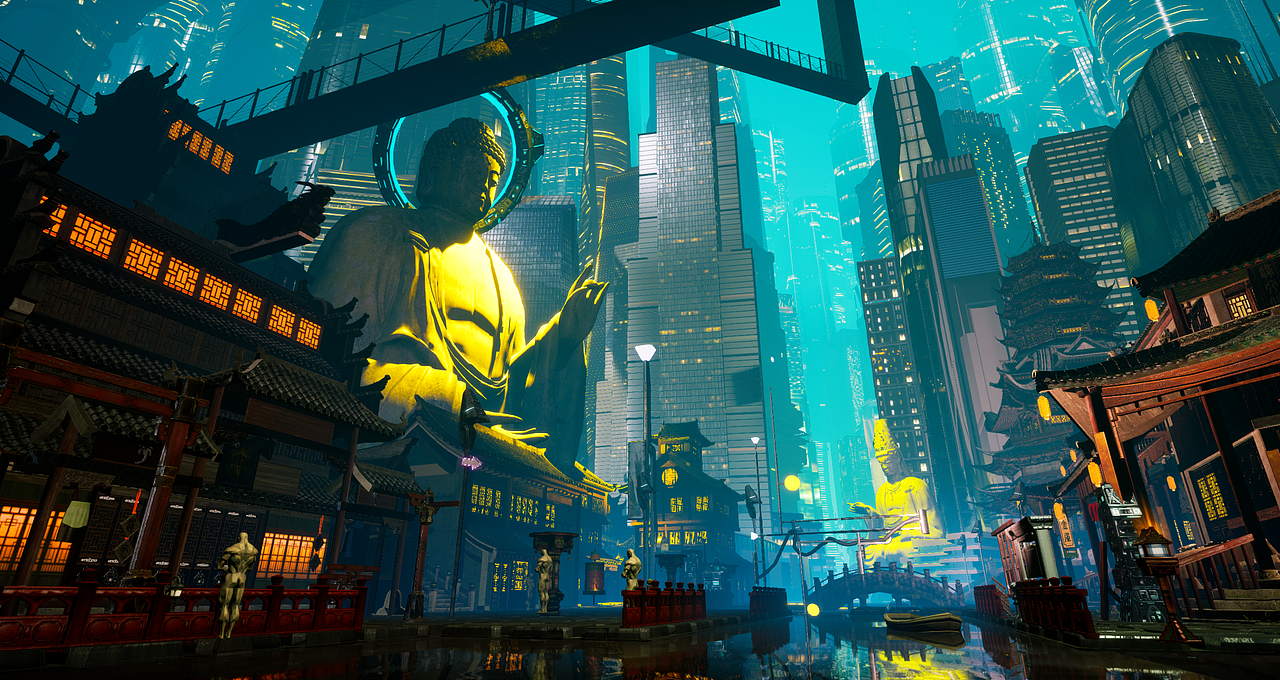 【未来信仰】中国风赛博朋克ue4场景设计