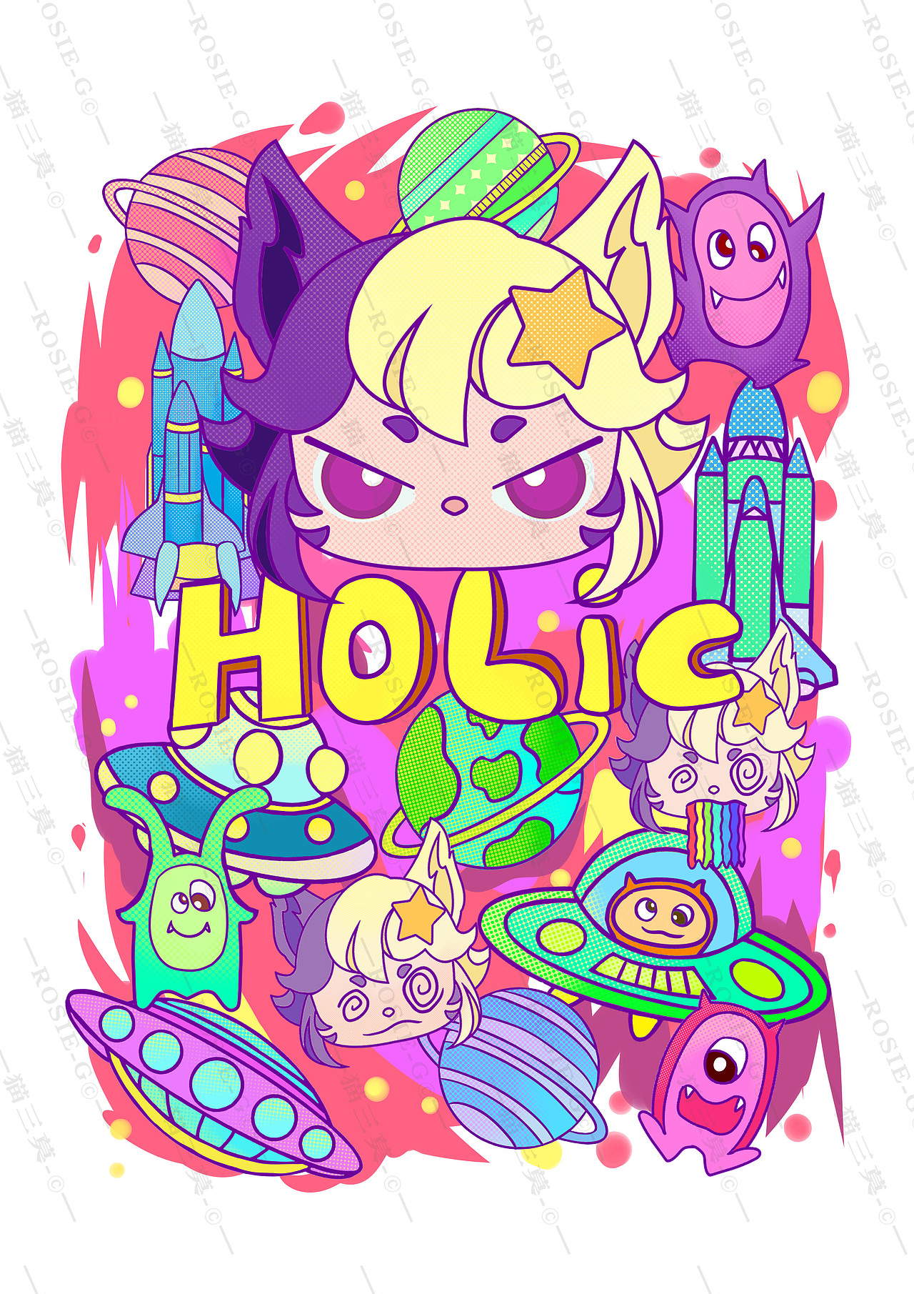 潮流涂鸦太空主题IP设计（图ZMzY2OTM4NDU2） - 商业插画 - 站酷设计师猫三莫原创素材 - 站酷ZCOOL