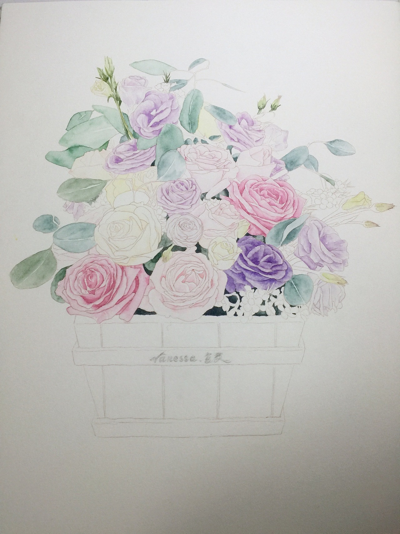 水彩花束带步骤