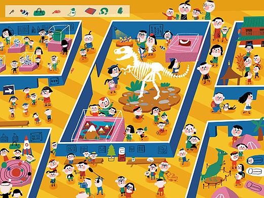 《七彩语文》儿童杂志内页游戏插画