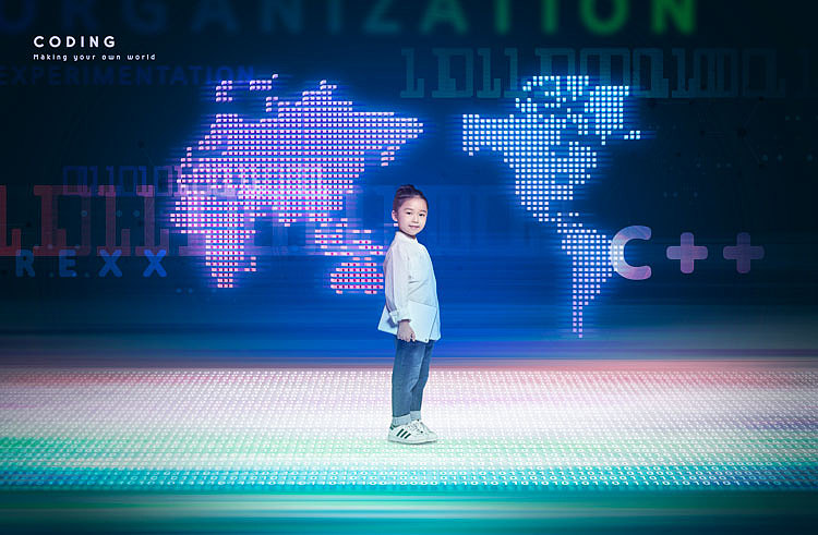 创意大气科技通讯IT儿童编程开发代码教育培训海报设计（图ZMjQ4OTUwNDY0） - 海报 - 站酷设计师海爆君原创素材 - 站酷ZCOOL
