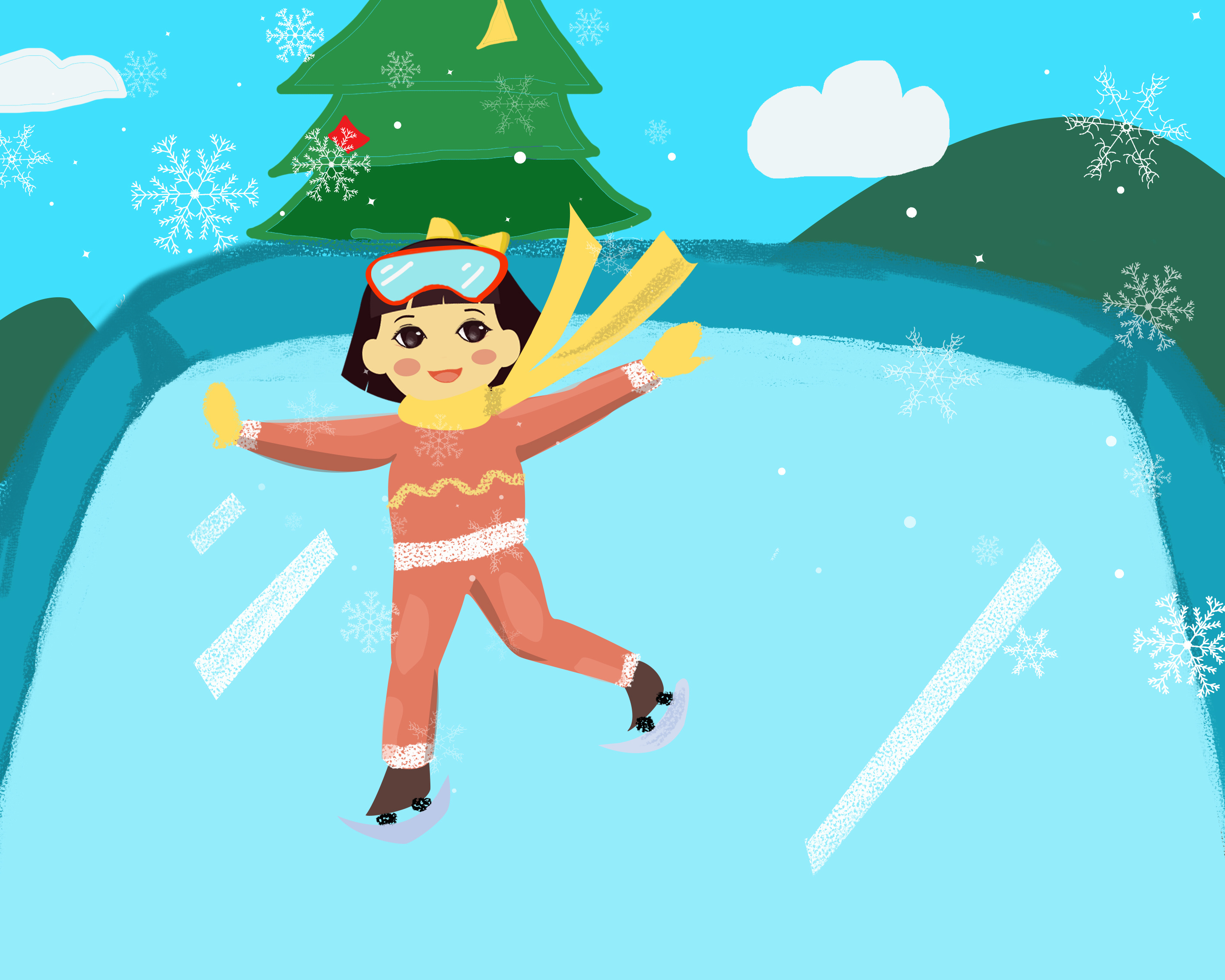 滑冰人物动漫图片