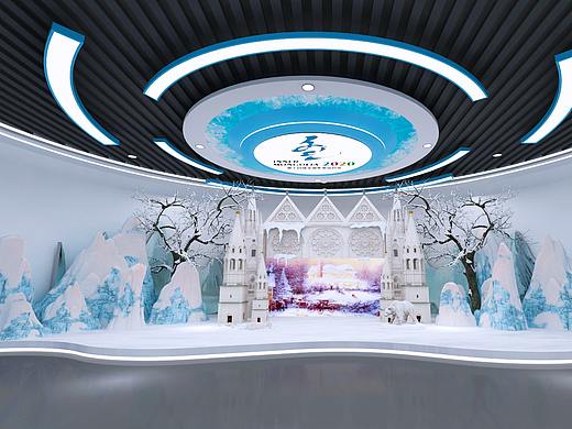 冰雪博物馆1500平方的3D设计效果图，定制各类3D效果图