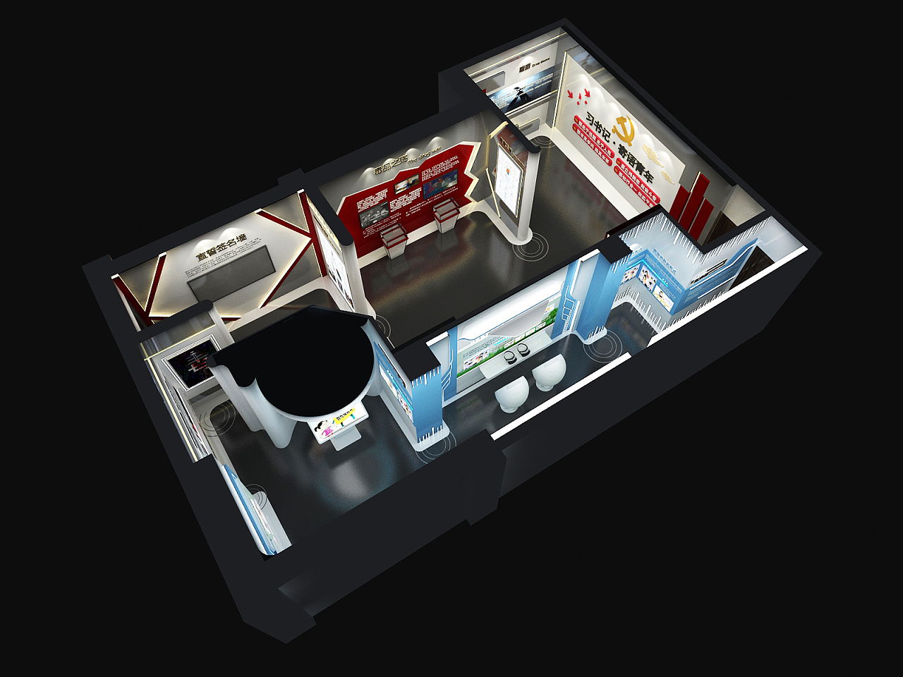 青少年教育展厅设计3d效果图