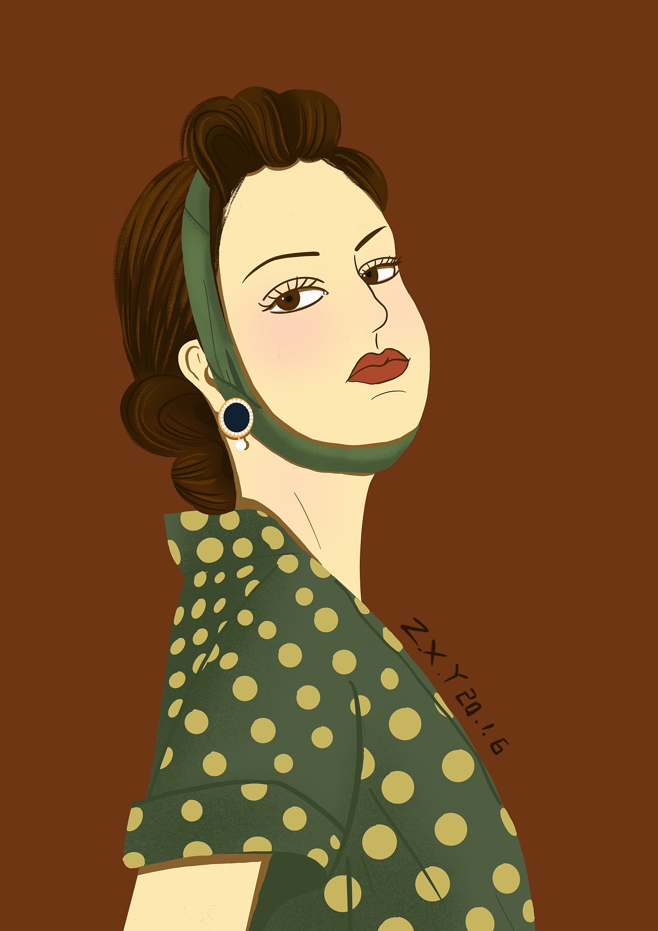 复古女郎系列插画