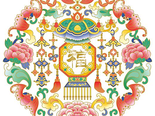 国风《福禄寿喜》贴纸