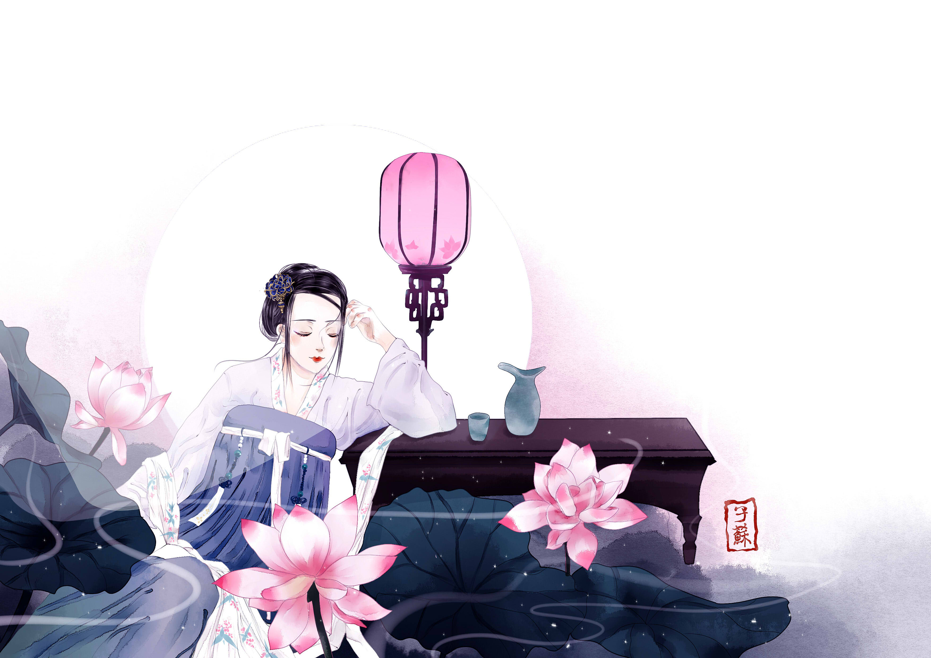 一个古风荷花妹纸