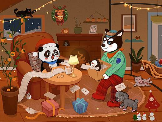 圣誕節(jié)（個(gè)人主頁(yè)-ZNDA4MzM0Mjg=） - 兒童插畫(huà) - 站酷設(shè)計(jì)師o(wú)ooooo12原創(chuàng)素材 - 站酷ZCOOL