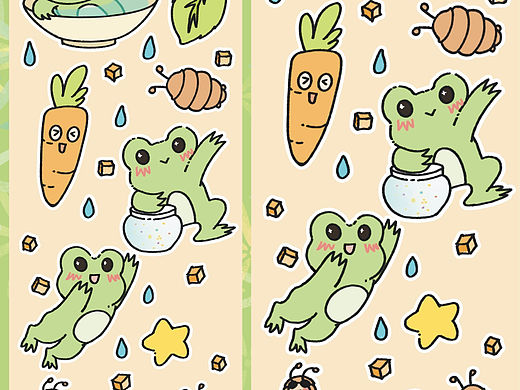 开心蛙＆阿杜原创贴纸