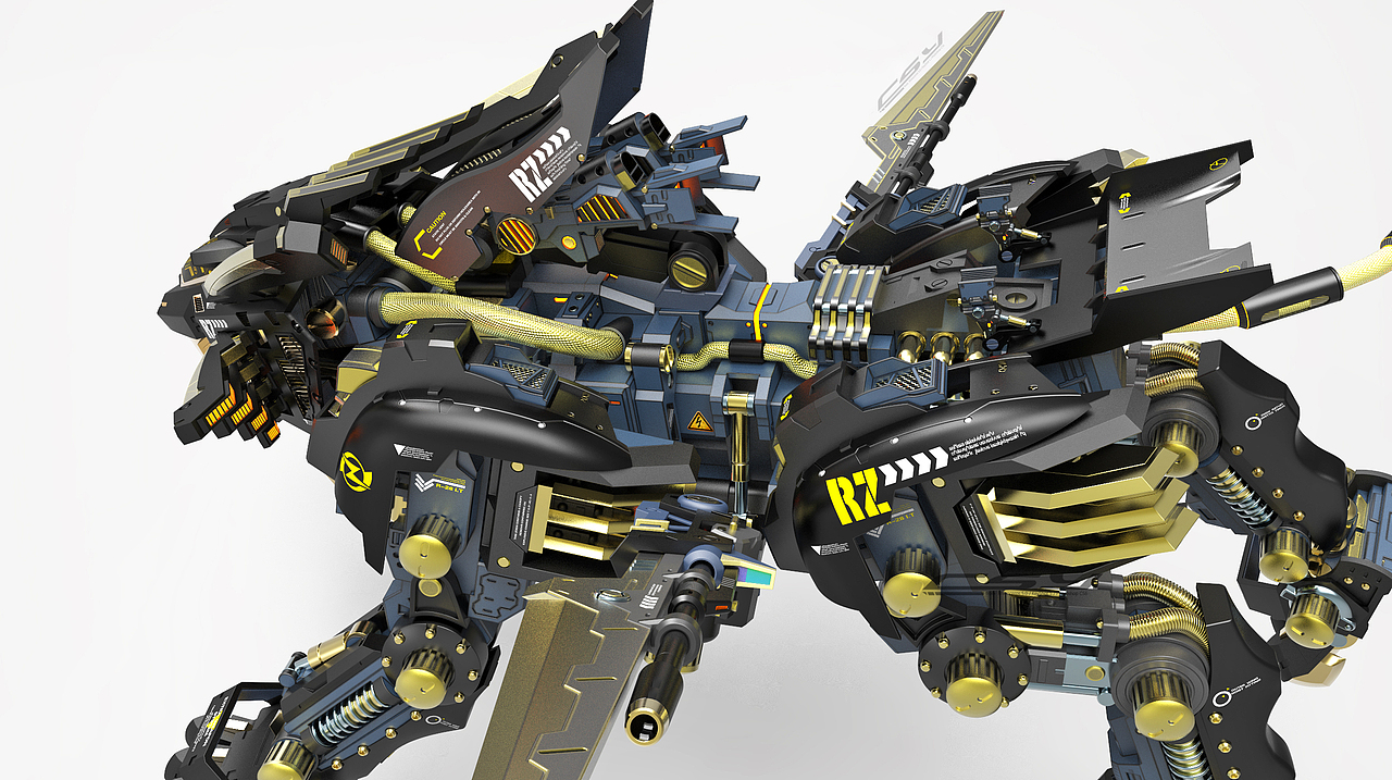 新的一年给超重剑长牙狮换个色外加机械核心建模小过程希望大家喜欢哈