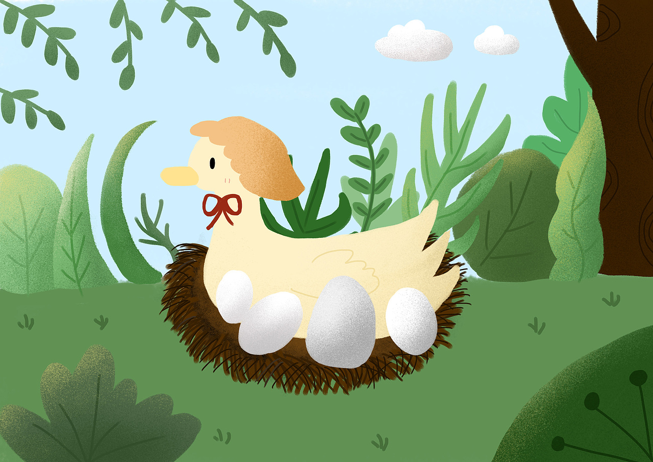 丑小鸭绘本插画设计