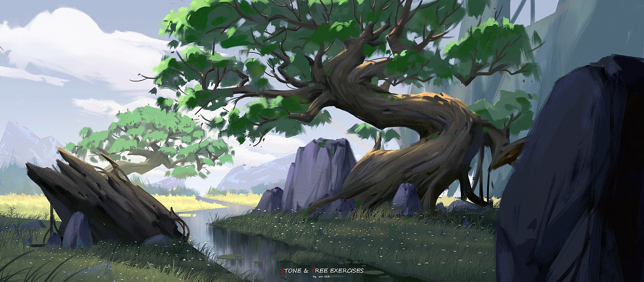 树木练习（图ZMjQ1NTkzNzI0） - 概念设定 - 站酷设计师凉白开kkk原创素材 - 站酷ZCOOL