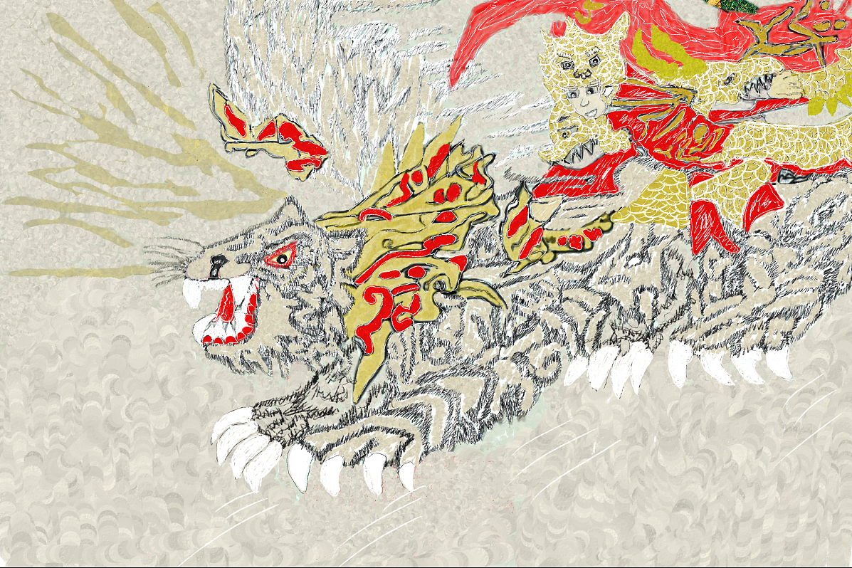 山海经异兽白虎。（图ZMzI1NzIwOTI0） - 商业插画 - 站酷设计师Z867075340原创素材 - 站酷ZCOOL