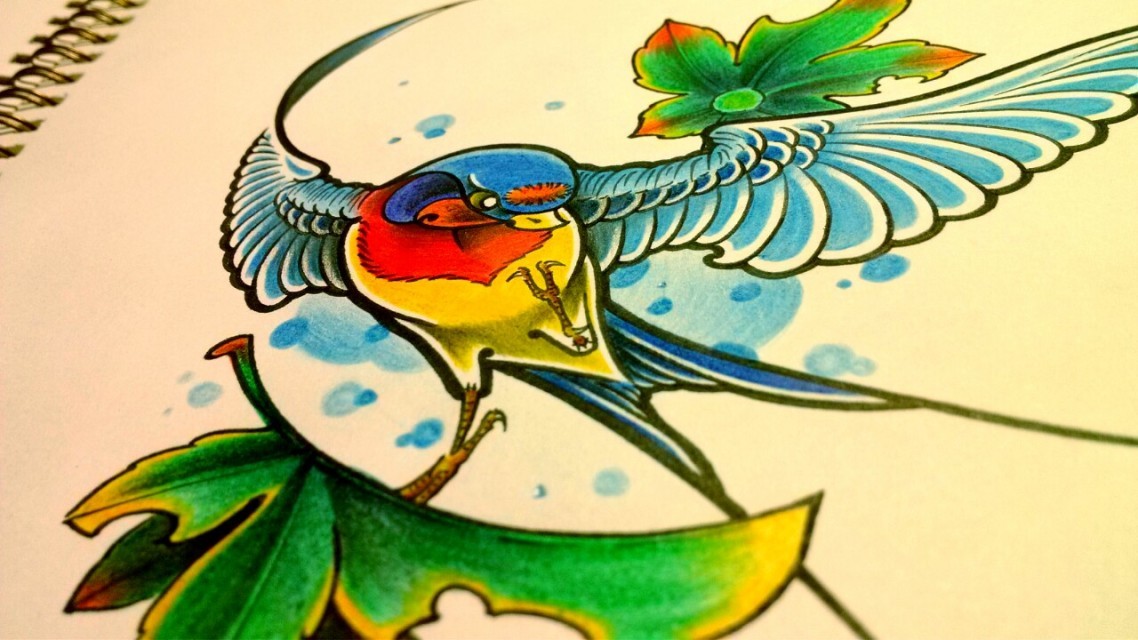 纹身手稿——燕子|插画|新锐潮流插画|2nu7lg - 原创作品 - 站酷