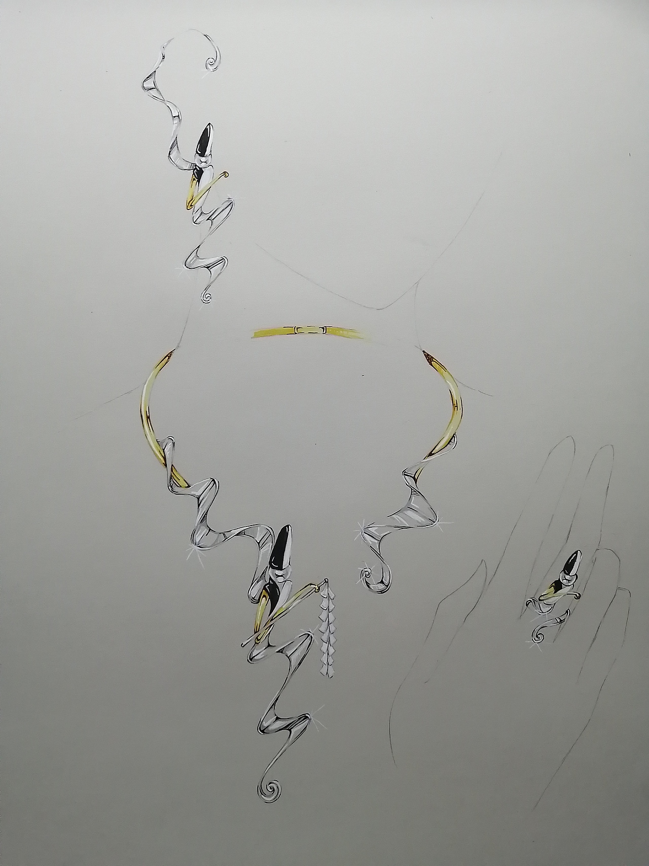 毕业设计黑白无常首饰手稿图