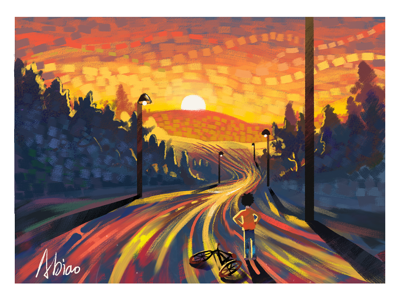夕阳|插画|商业插画|是阿彪 - 原创作品 - 站酷 (zcool)
