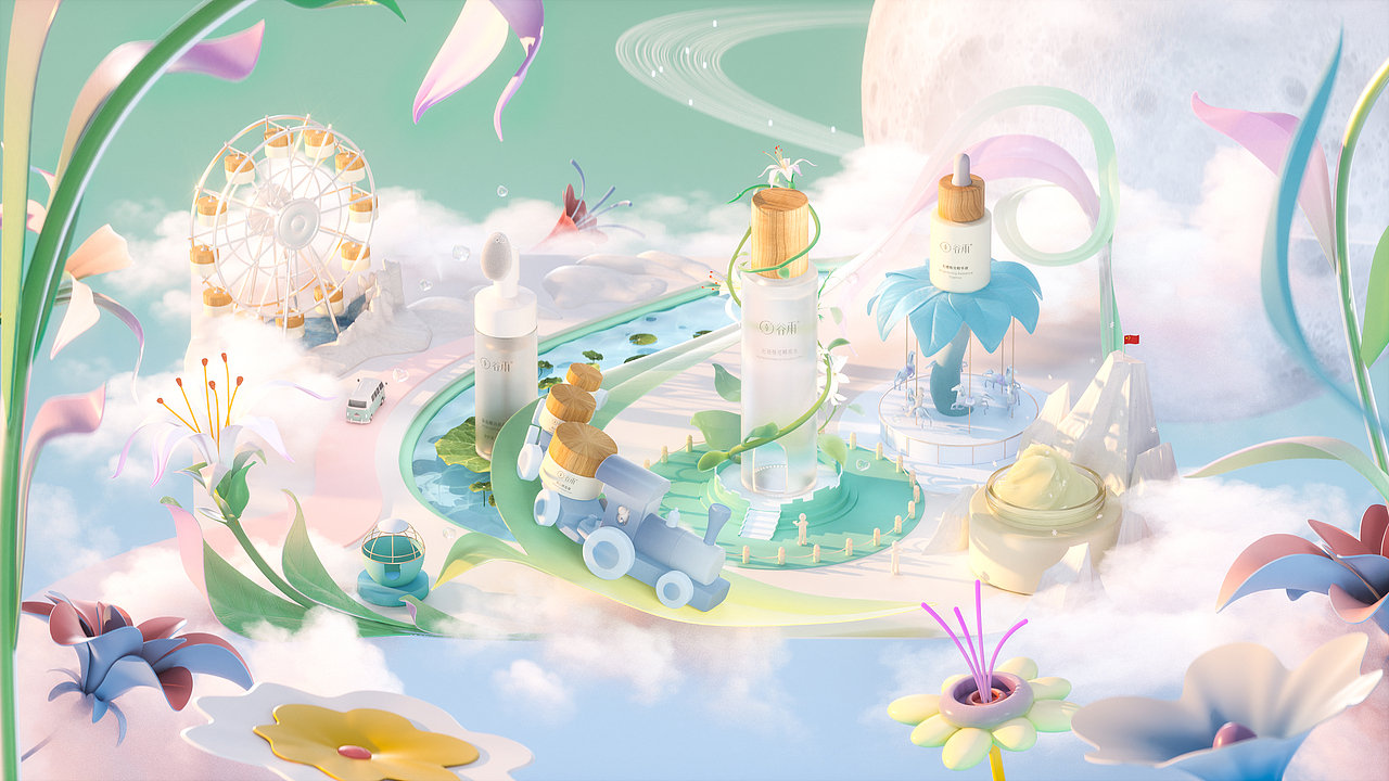 C4D夏日奇遇KV/天猫猫头KV