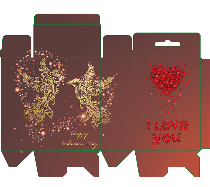 情人节元素双线粘底折盒（图ZODc2MDg3Mjg=） - 包装 - 站酷设计师美丽娜666原创素材 - 站酷ZCOOL
