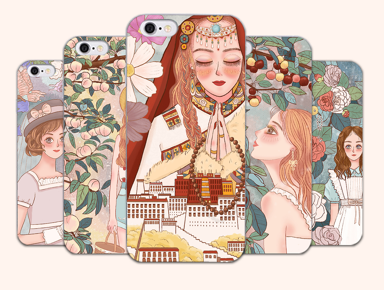 藏族藏装姑娘-花儿与少女-水果女孩（图ZMjI1OTI0NTQw） - 商业插画 - 站酷设计师Sylvia杳亦之原创素材 - 站酷ZCOOL