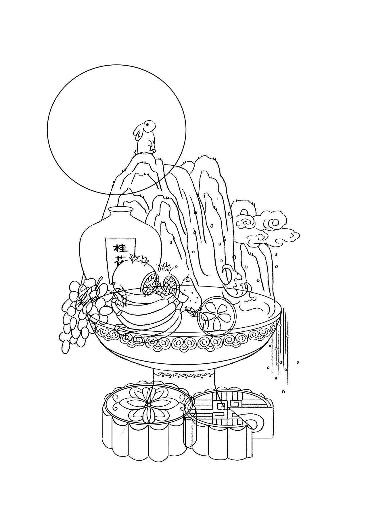 中秋节贺图_喵星星插画-站酷zcool