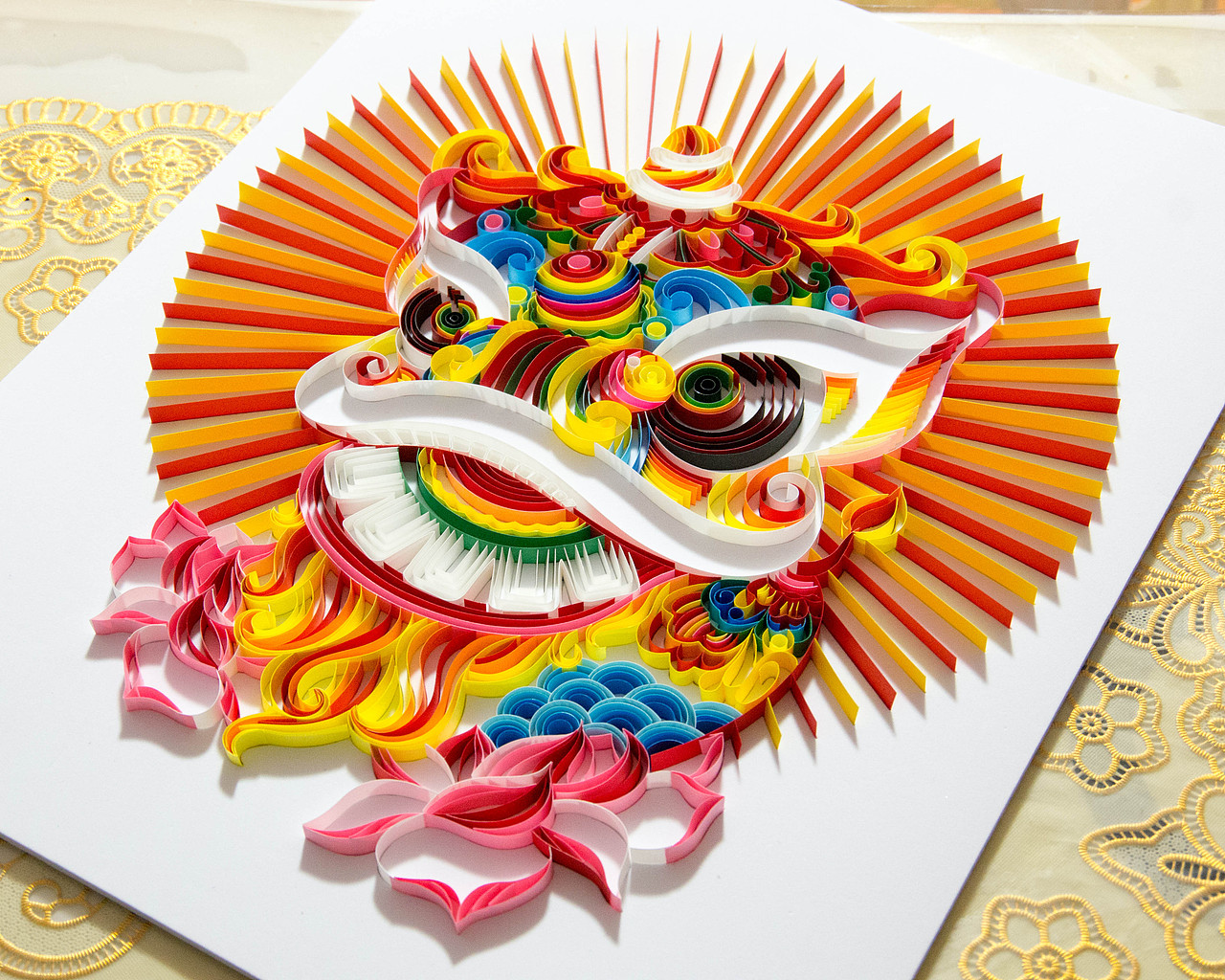手工衍纸装饰画-吉庆醒狮（图ZMTQ2NTIwNDk2） - 其他手工艺 - 站酷设计师翡翠梦境艺术工坊原创素材 - 站酷ZCOOL
