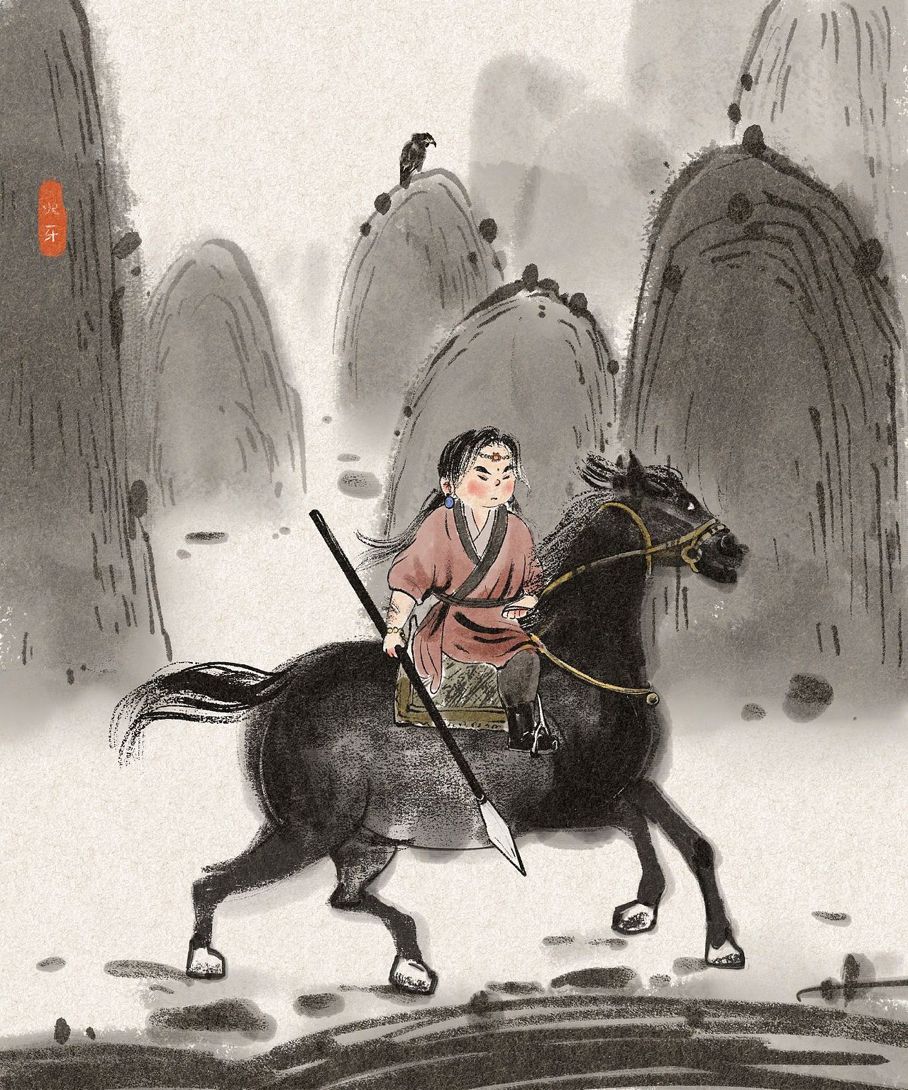 国风原创插画/马系列（图ZMzMyNTYzMTA0） - 绘本 - 站酷设计师熳里里原创素材 - 站酷ZCOOL