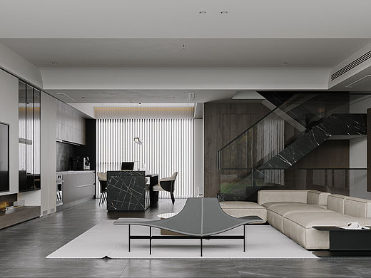 深色调客餐厅渲染（个人主页-ZNjQzNDUyOTI=） - 家装设计 - 站酷设计师一只画图仔原创素材 - 站酷ZCOOL