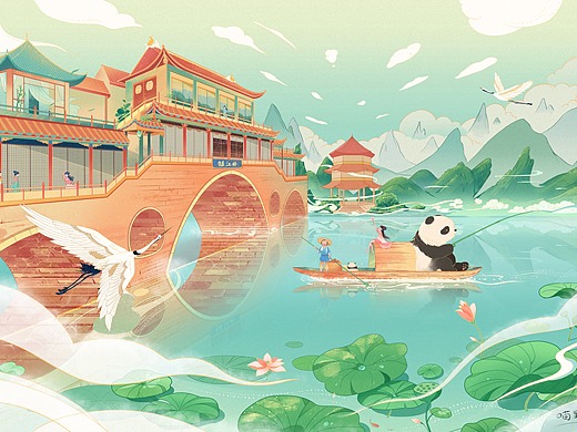 成都九眼桥插画-新锐潮流插画1372130357天前想去的地方插画-艺术插画