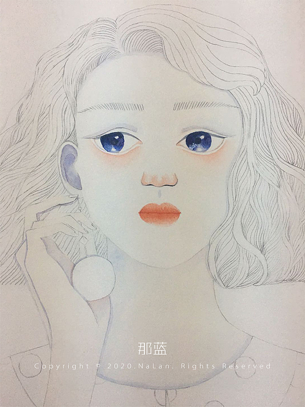 画画 水彩 原创 手绘 女生头像 手绘少女头像 绘画过程（图ZMjExODE3NTQ0） - 创作习作 - 站酷设计师那蓝酱原创素材 - 站酷ZCOOL