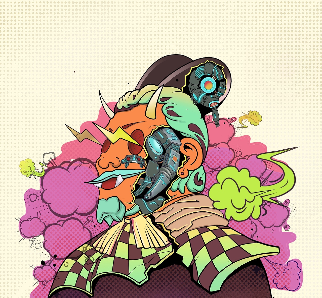 兵马俑文物二创 插画| 赛博朋克（图ZMzAxNTU3ODU2） - 艺术插画 - 站酷设计师汐晓夕原创素材 - 站酷ZCOOL