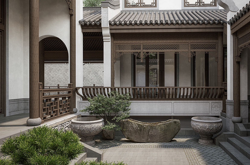 中式建筑庭院,我们的设计作品。