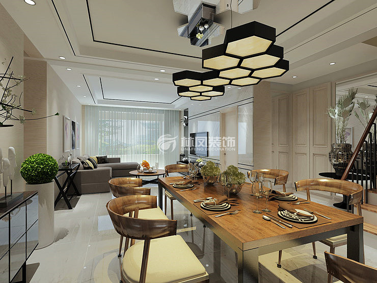 荣盛爱家丽都194平四室两厅简约混搭风格装修效果图