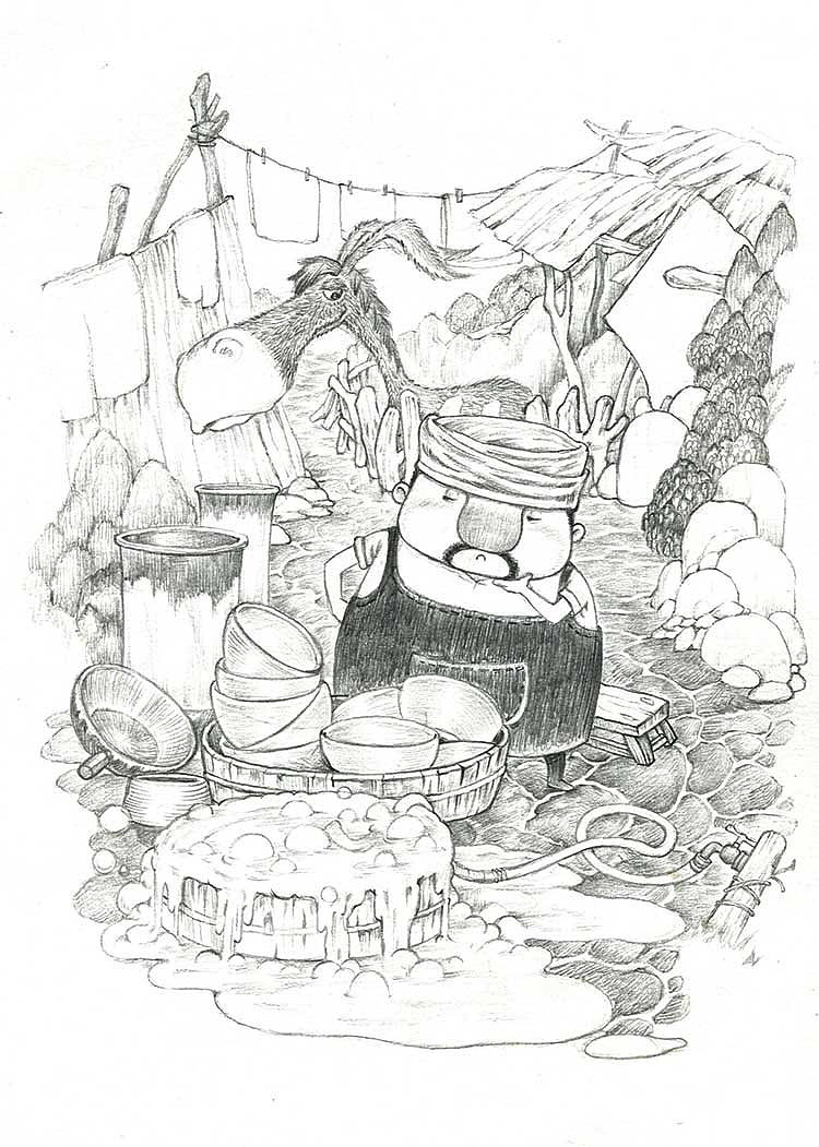 世界寓言选之《披着豹皮的驴子》插画一