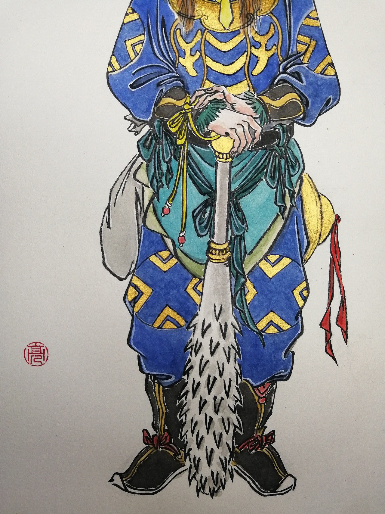 塑新斋潘纪坤手绘古风插画西游记人物造型黄眉大王