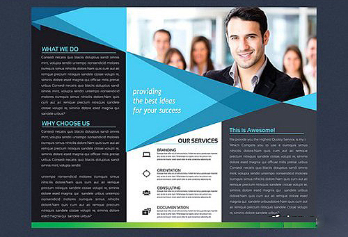 蓝绿色高端大气三折页模板（图ZMTQ4MzQ4NTg4） - 书籍/画册 - 站酷设计师爱晴天原创素材 - 站酷ZCOOL