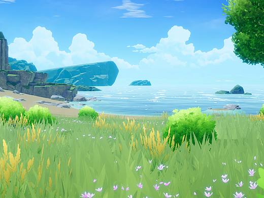 游戏地编场景制作--海面效果与循环天空球运用测试