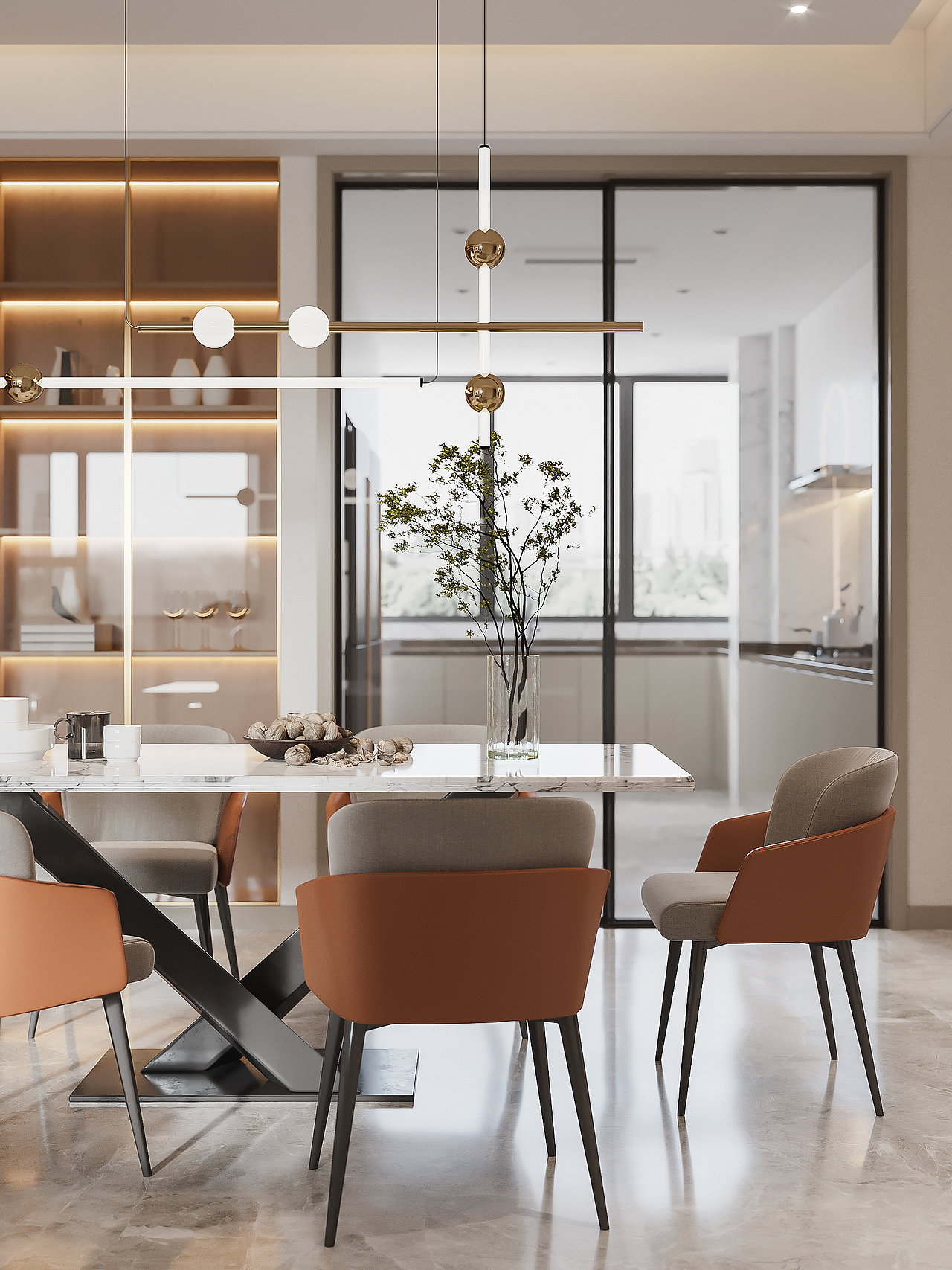 一套现代轻奢效果图