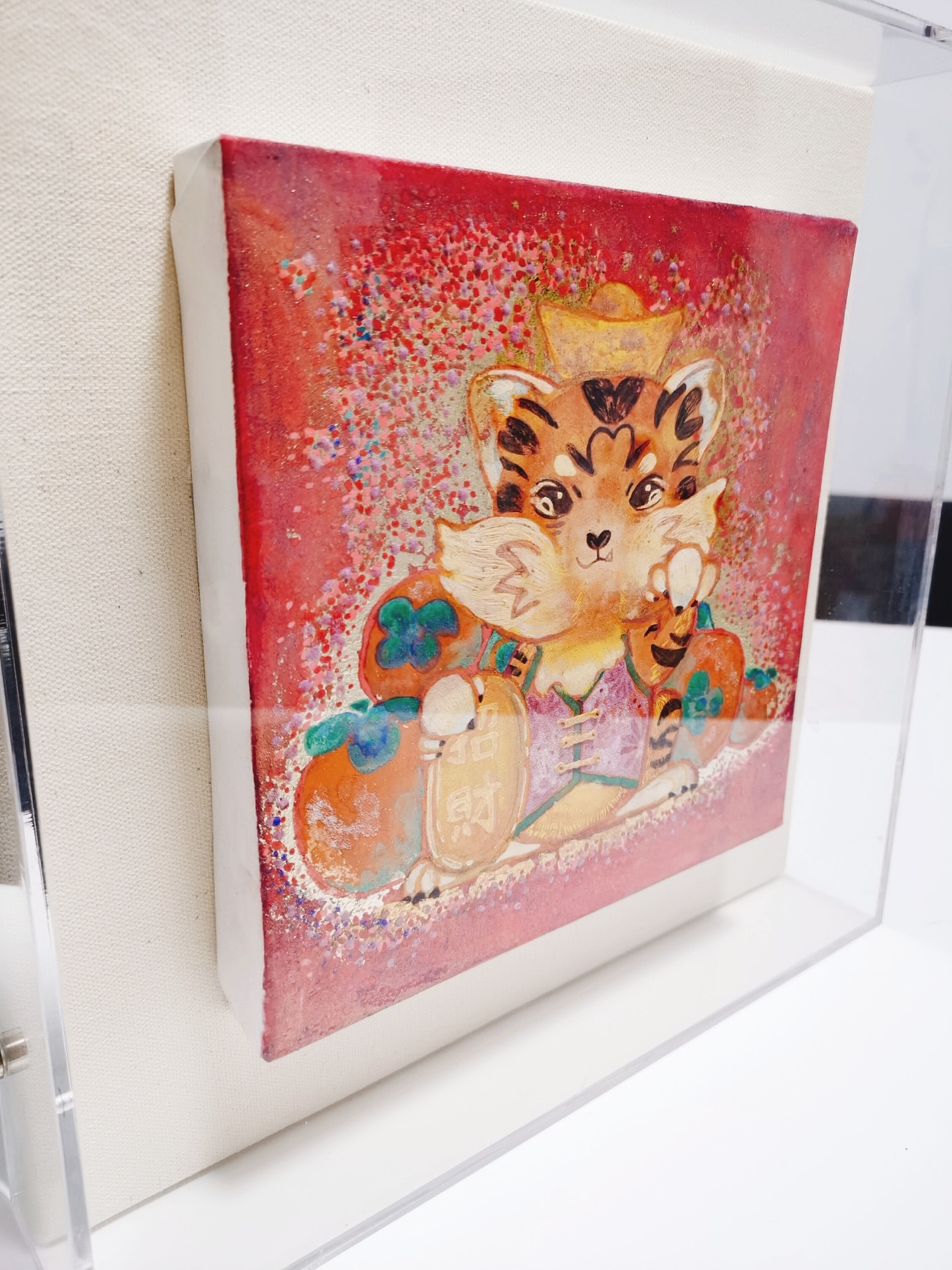 【手绘】新年岩彩《柿柿如意》