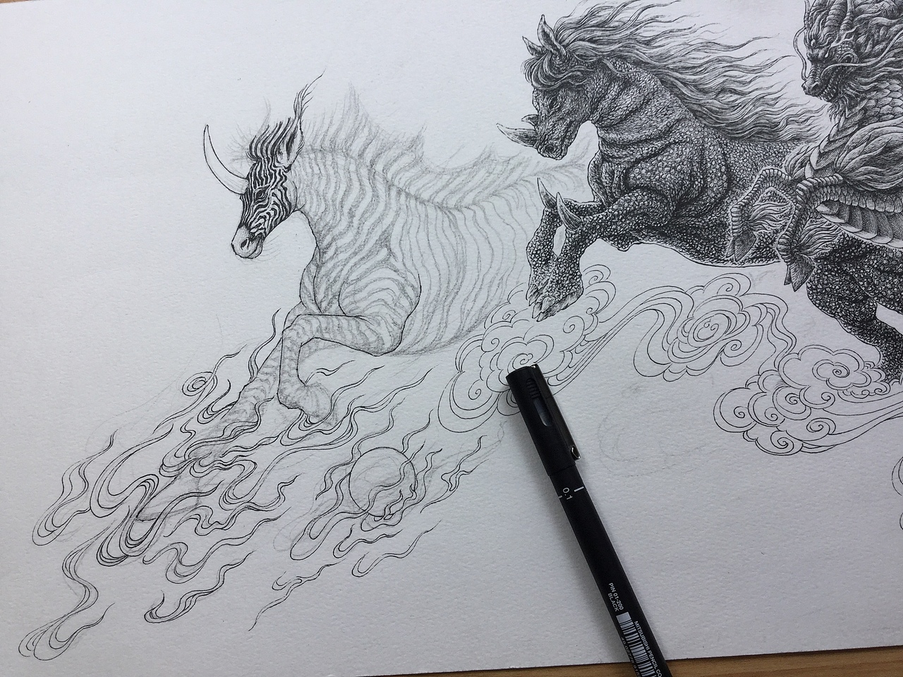 《天马行空图》傅淳强手绘作品