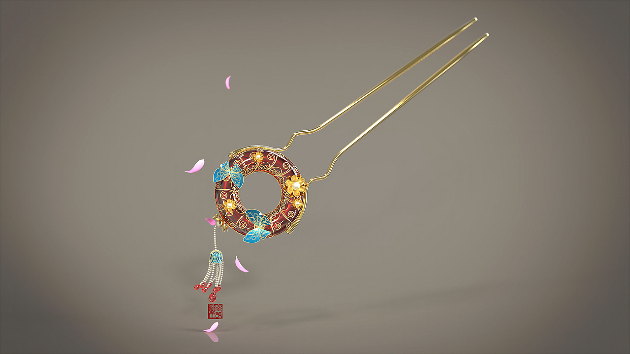 赝古今趣.景泰蓝玉环流苏簪.a-Yun珠宝设计生日特辑