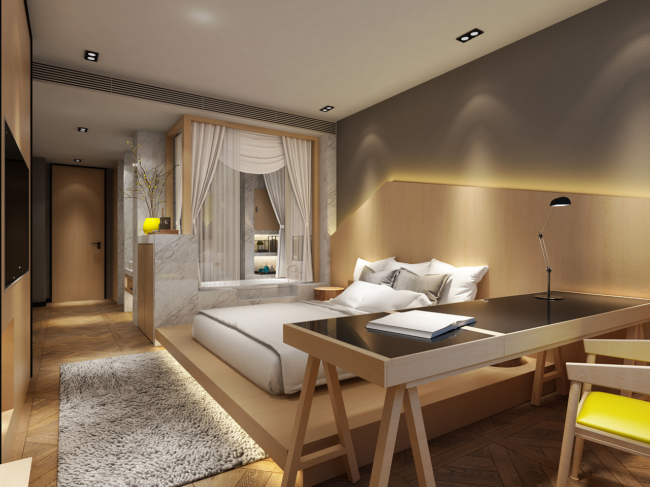 新中式酒店客房|空间|家装设计|墨轩凉 - 原创作品 - 站酷 (ZCOOL)