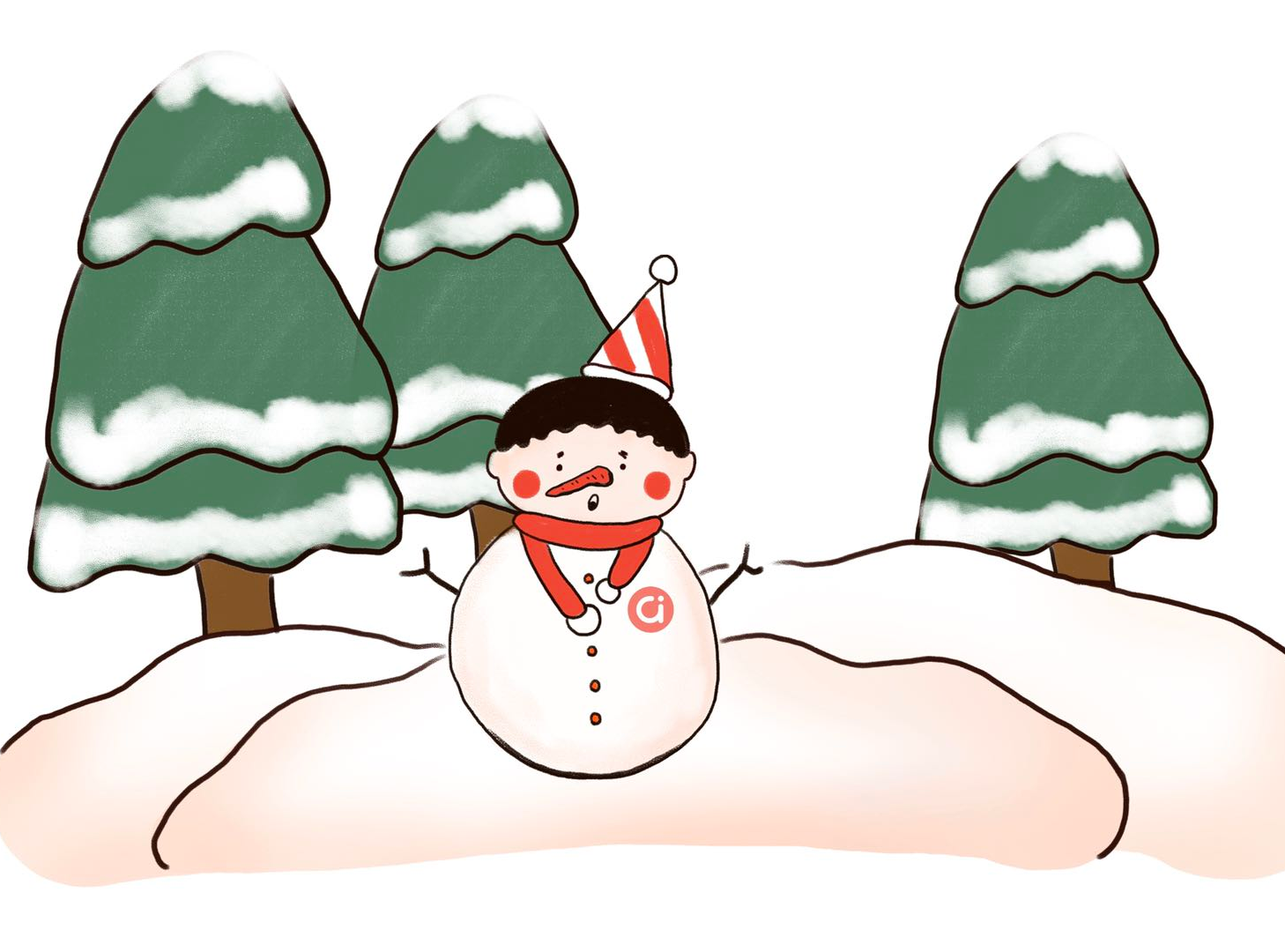 一个卡通小雪人十分喜庆可爱PNG素材设计