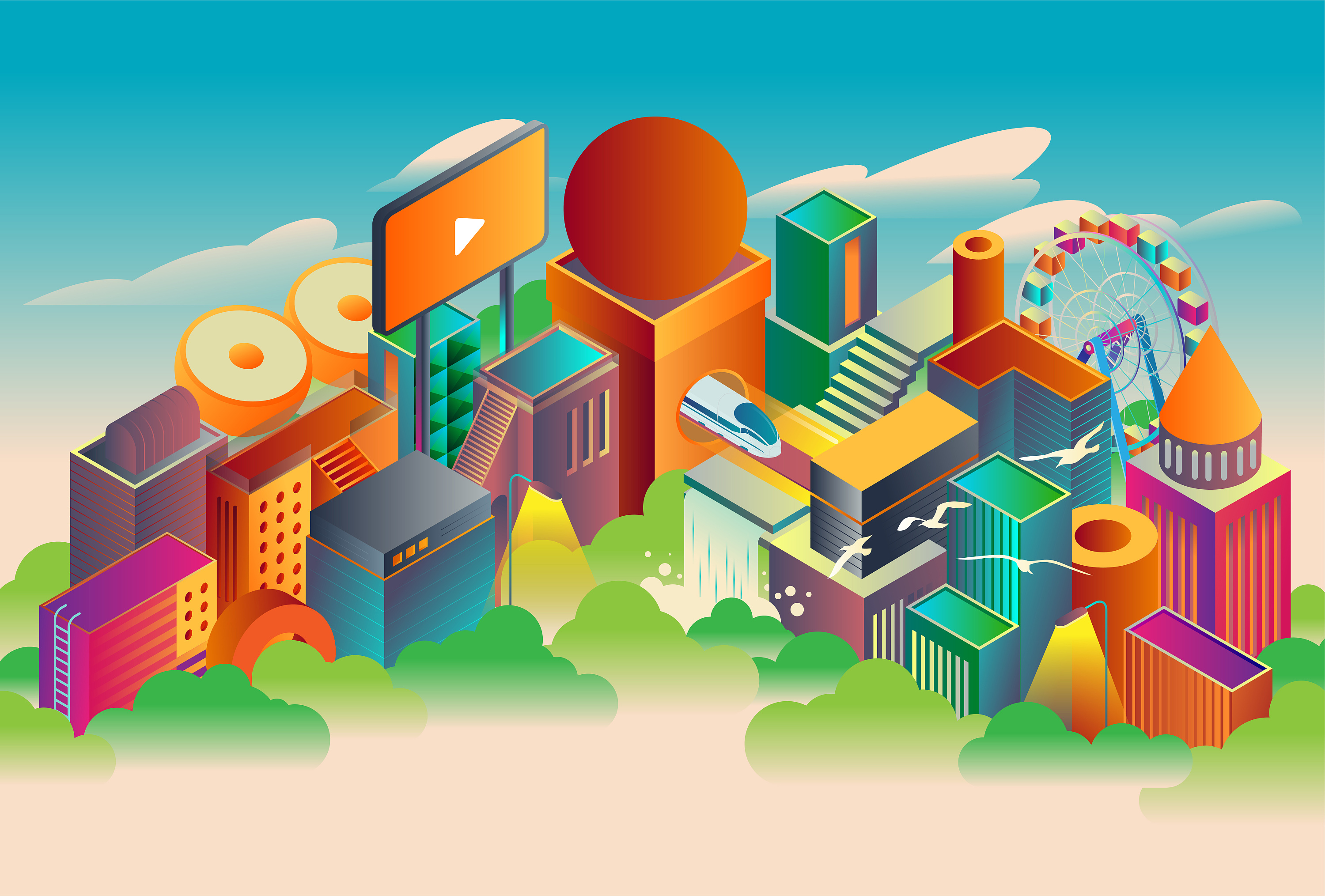 城市|插画|概念设定|vitaly - 原创作品 - 站酷 (zcool)